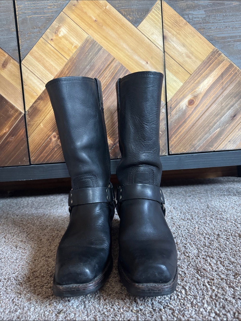 Frye Black Leather Harness 12R Boots - Picture 2 of 6